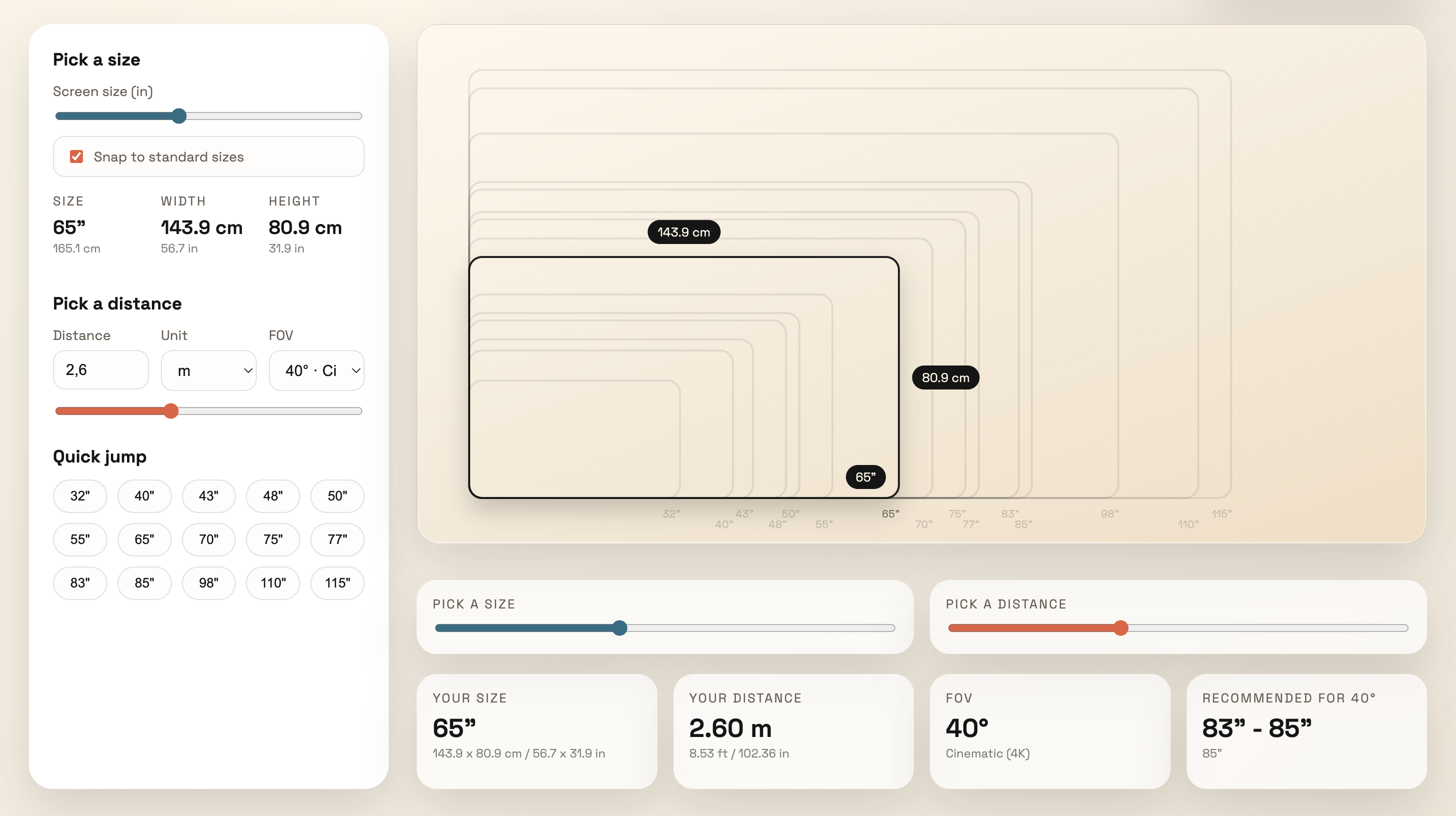 Size/Distance calculator preview